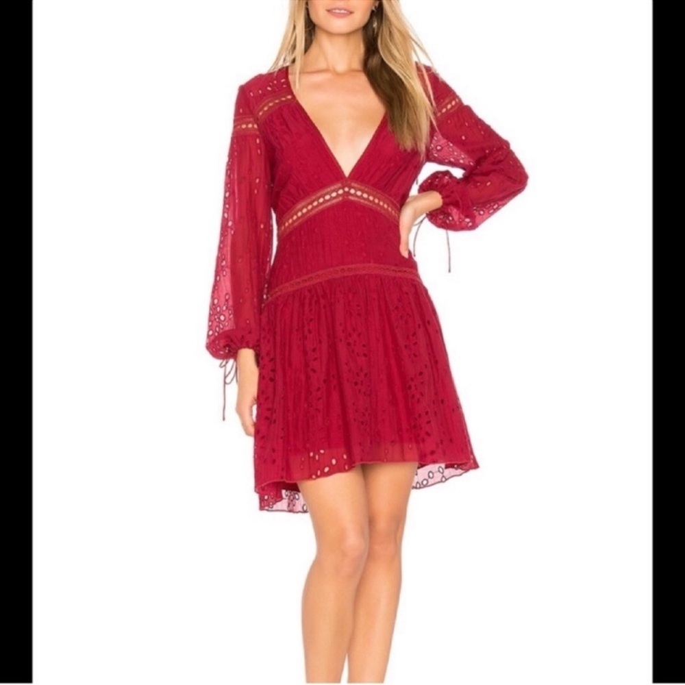 Saylor June Eyelet Dress Raspberry Cottage Coquette Fairy Romantic